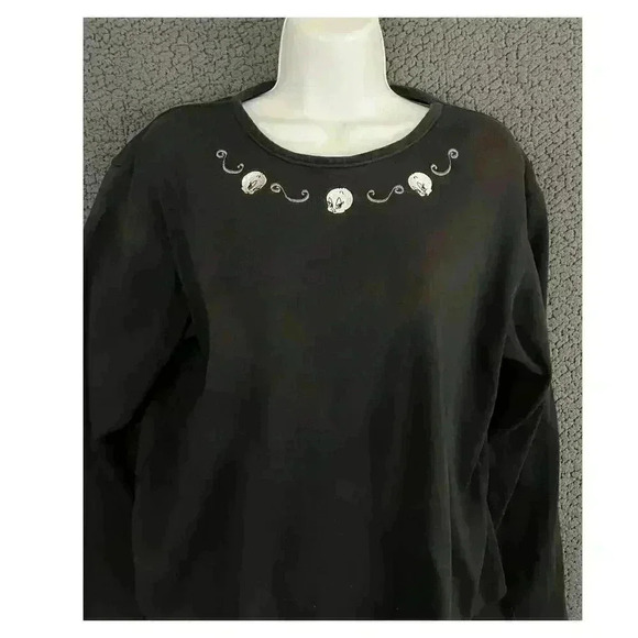 VTG Tweety Bird Long Sleeve T-Shirt XL Monochrome 90s Y2K Black - Picture 3 of 9